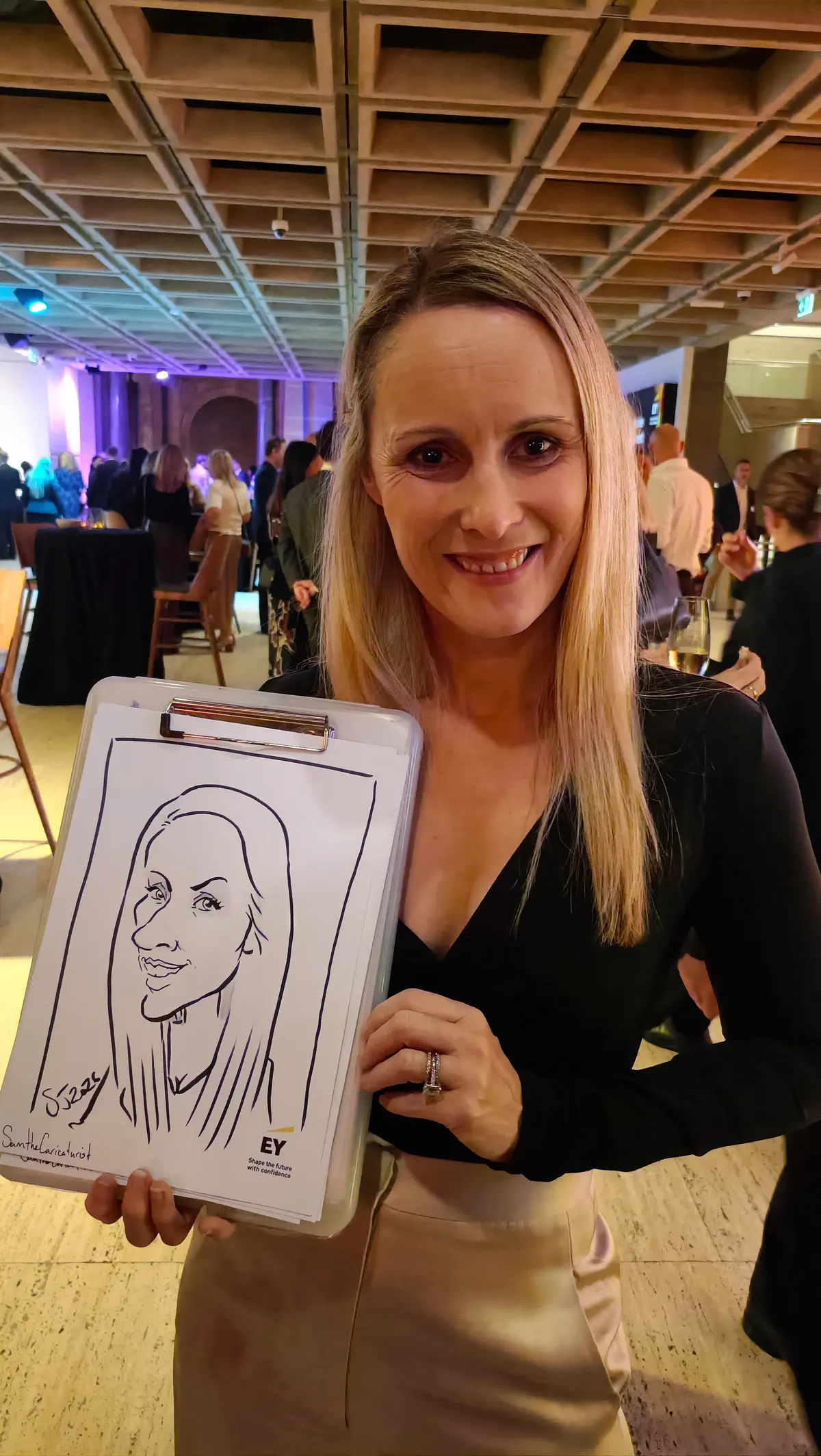 Caricature artwork: EY Archibald Opening VIP Party AGNSW